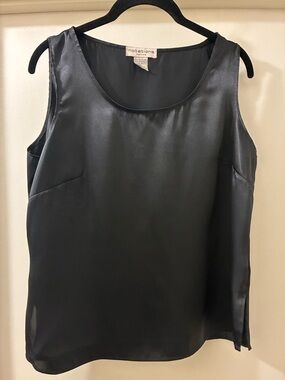 Notations Black Satin Sleeveless Camisole Blouse